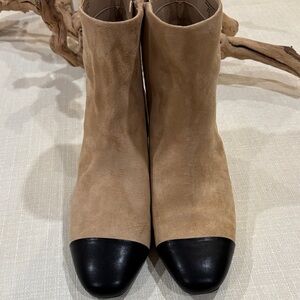 NWOB-ON 34th Janette Cap Toe Chic Tan and Black Women's Ankle Booties